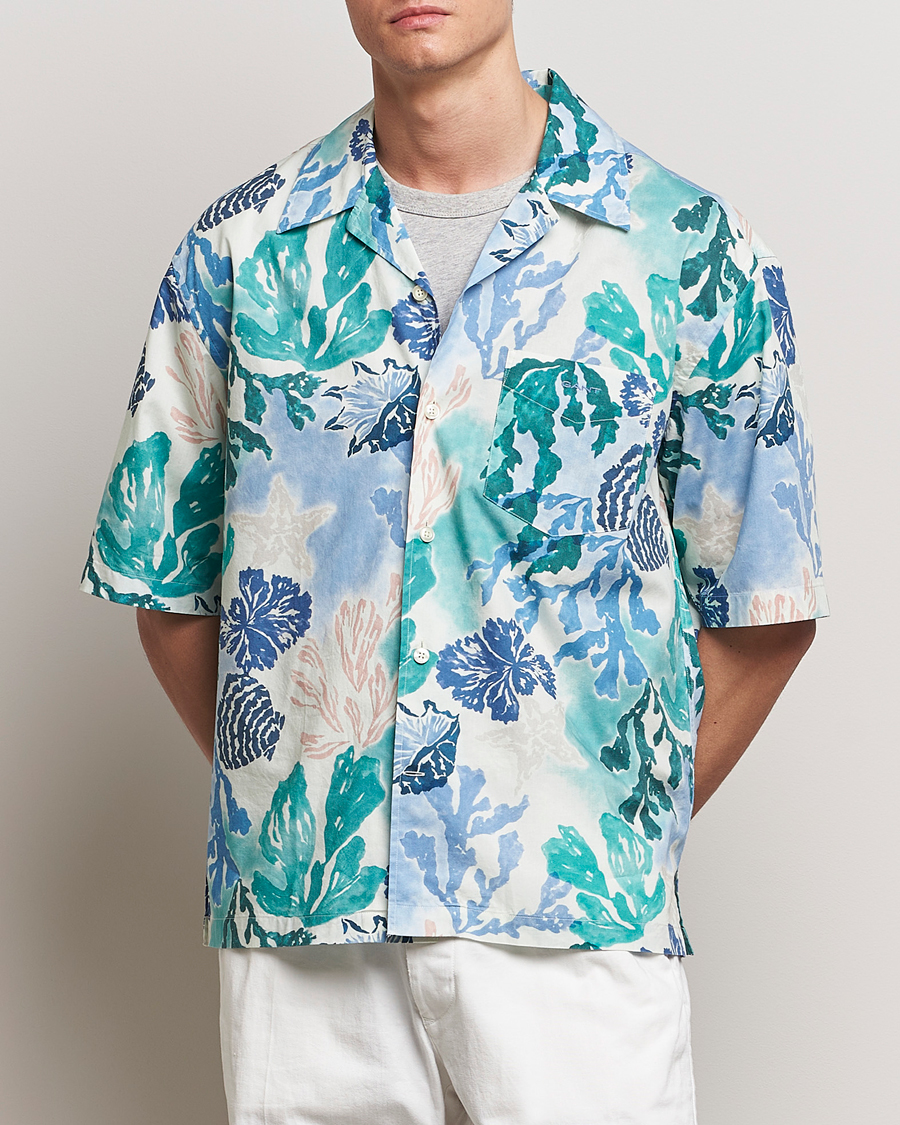 Uomini |  | GANT | Camp Collar Sea Print Short Sleeve Shirt Rich Blue