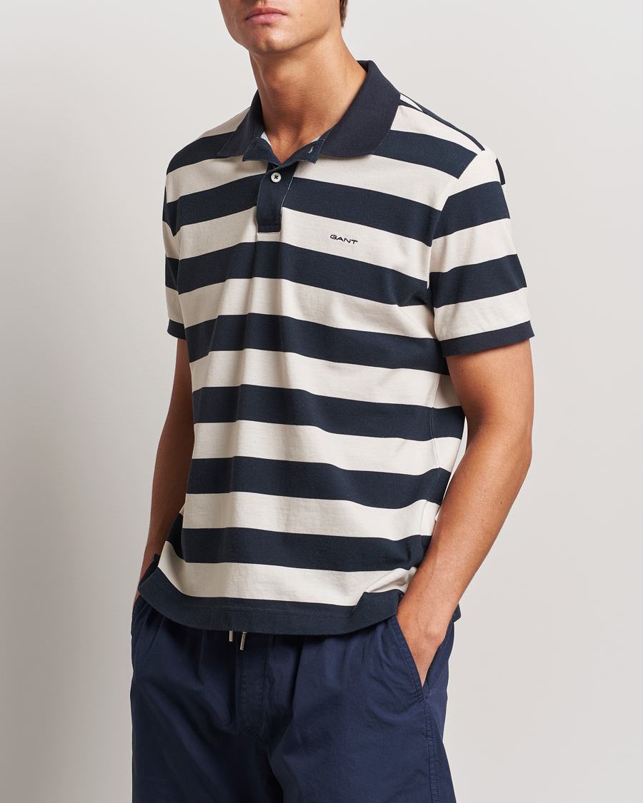 Uomini | Offerta stagionale | GANT | Heavy Washed Striped Polo Evening Blue