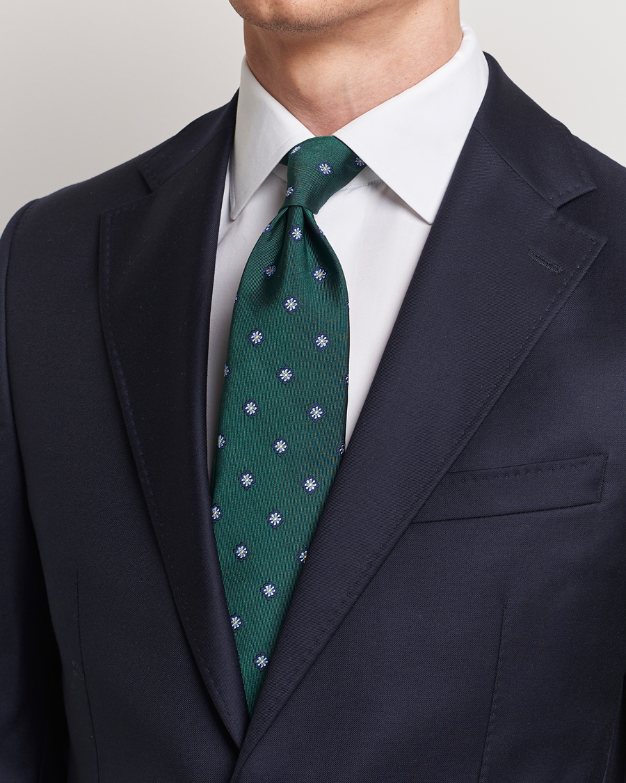 Uomini |  | E. Marinella | 3-Fold Jacquard Silk Tie Dark Green