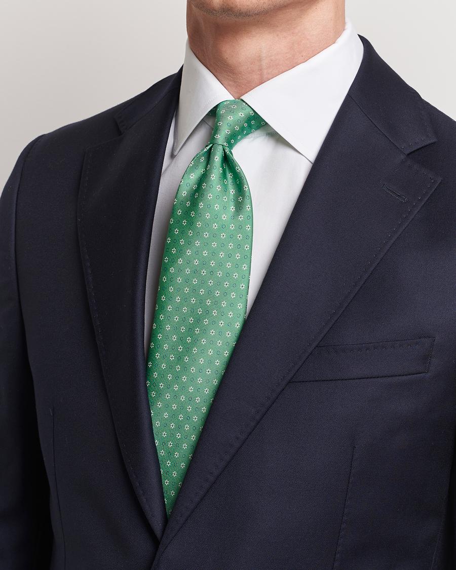 Uomini | Italian Department | E. Marinella | 3-Fold Printed Silk Tie Green