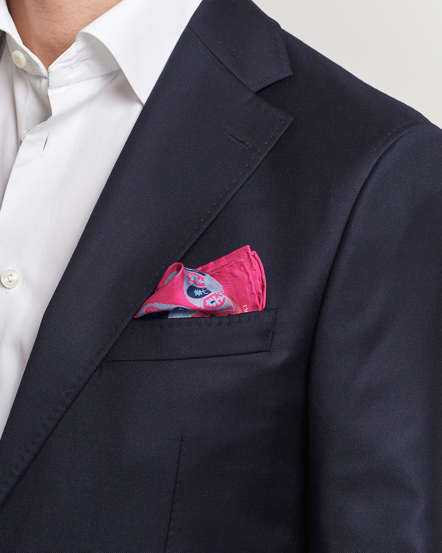 Uomini | Italian Department | E. Marinella | Archive Printed Silk Pocket Square Pink