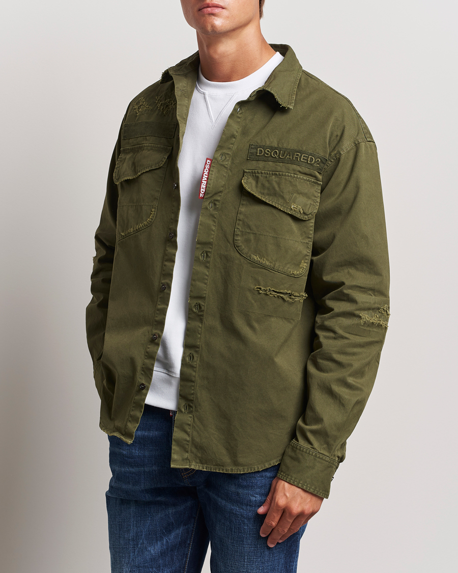 Uomini | Camicie | Dsquared2 | Garment Dyed Ranger Shirt Army Green