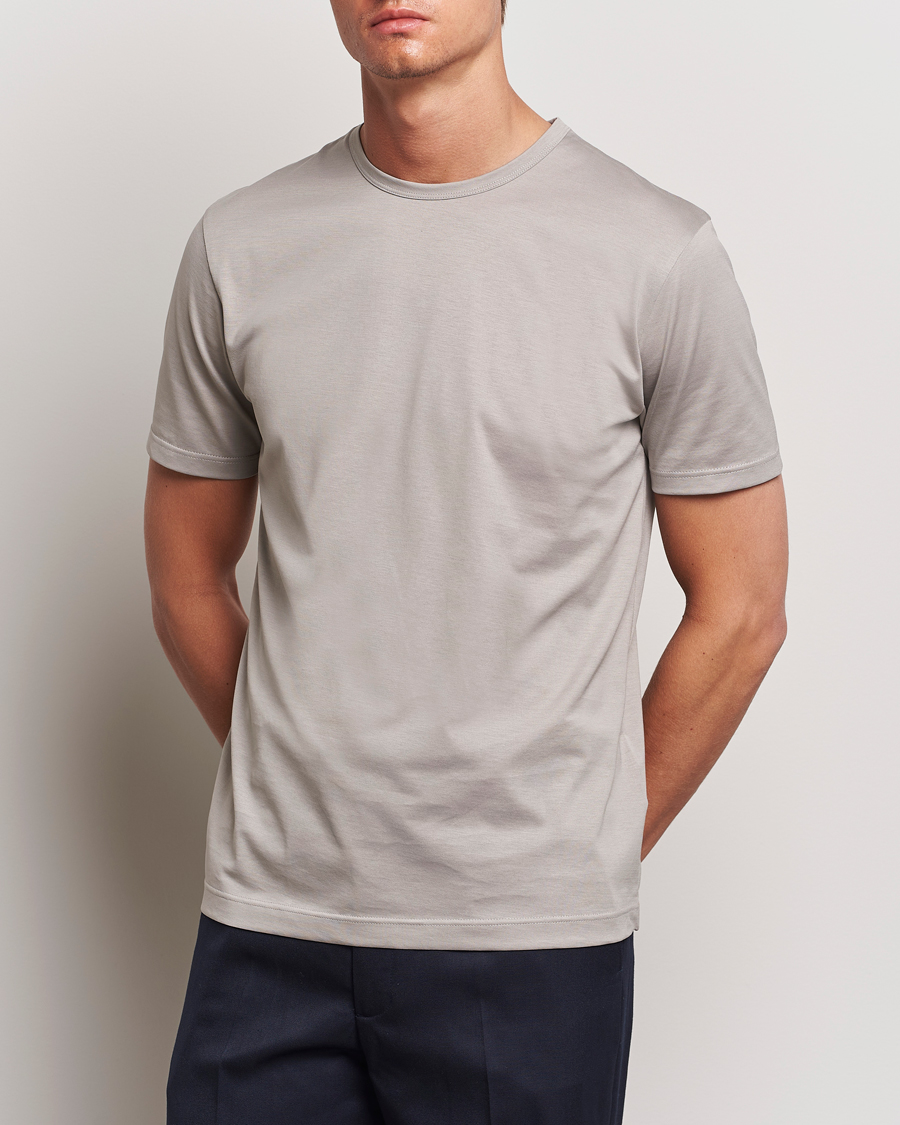 Uomini | Sunspel | Sunspel | Crew Neck Cotton Tee Mid Grey