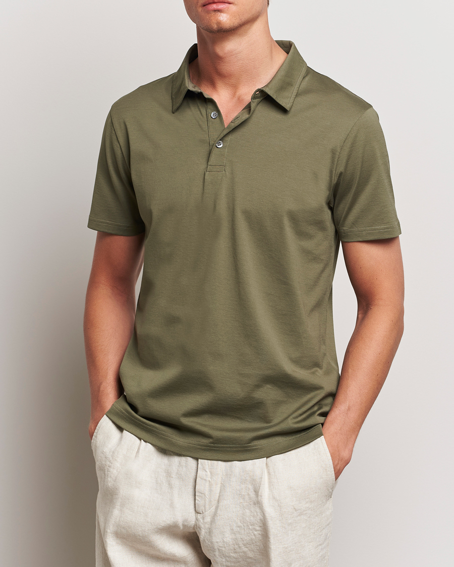 Uomini |  | Sunspel | Cotton Jersey Polo Khaki