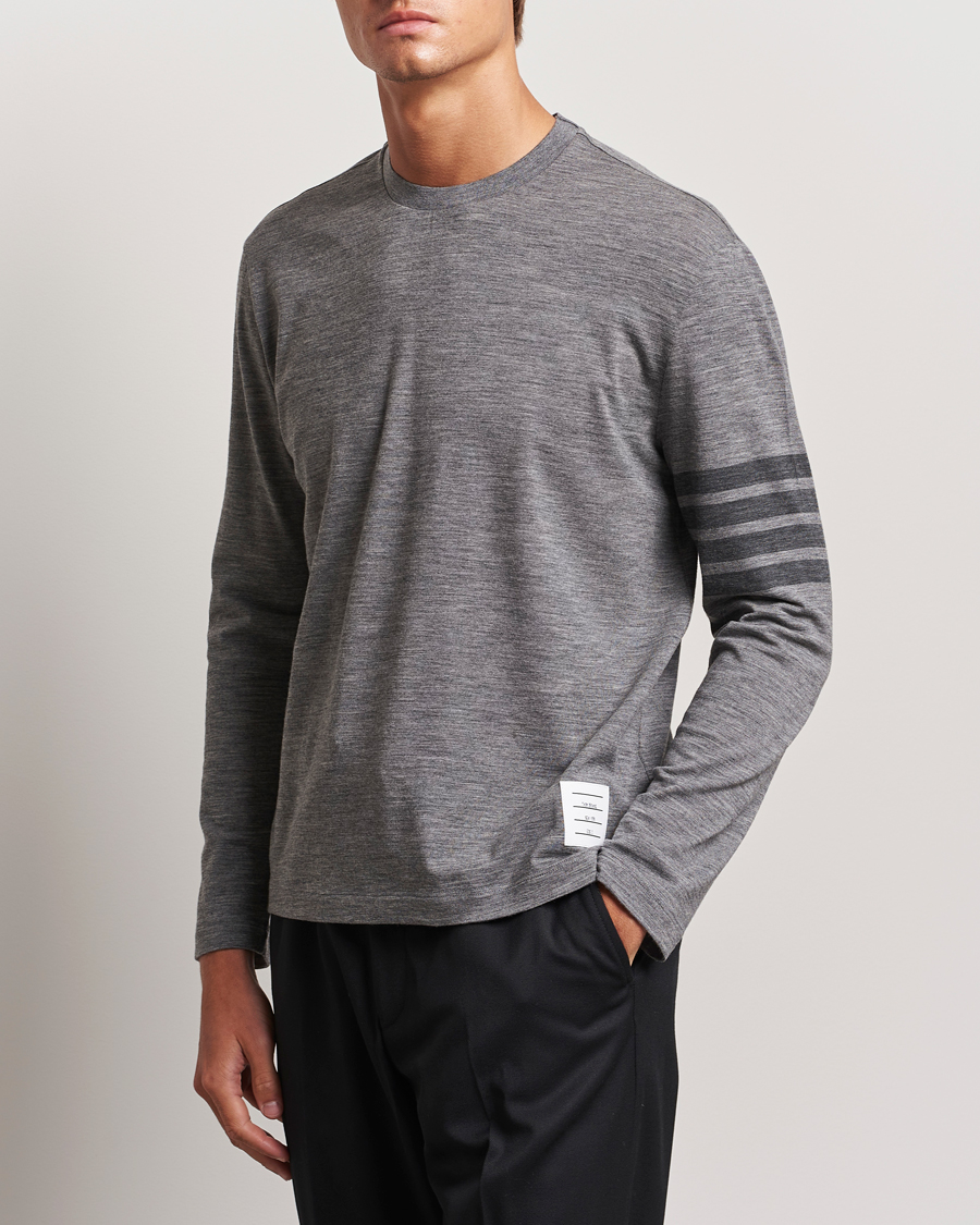 Uomini | Abbigliamento | Thom Browne | Long Sleeve Wool Jersey T-Shirt Medium Grey