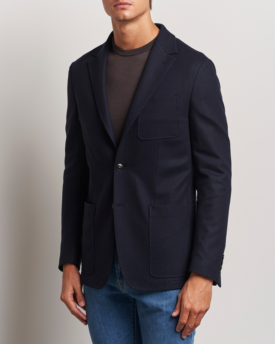 Uomini | Blazer di lana | Canali | Soft Wool Jersey Blazer Navy