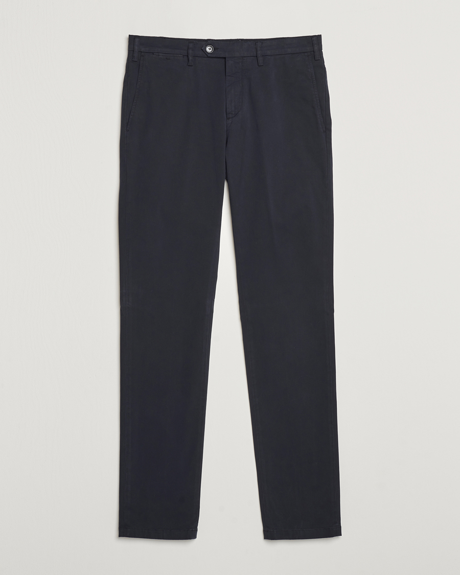 Uomini | Pantaloni | Canali | Cotton Stretch Trousers Navy
