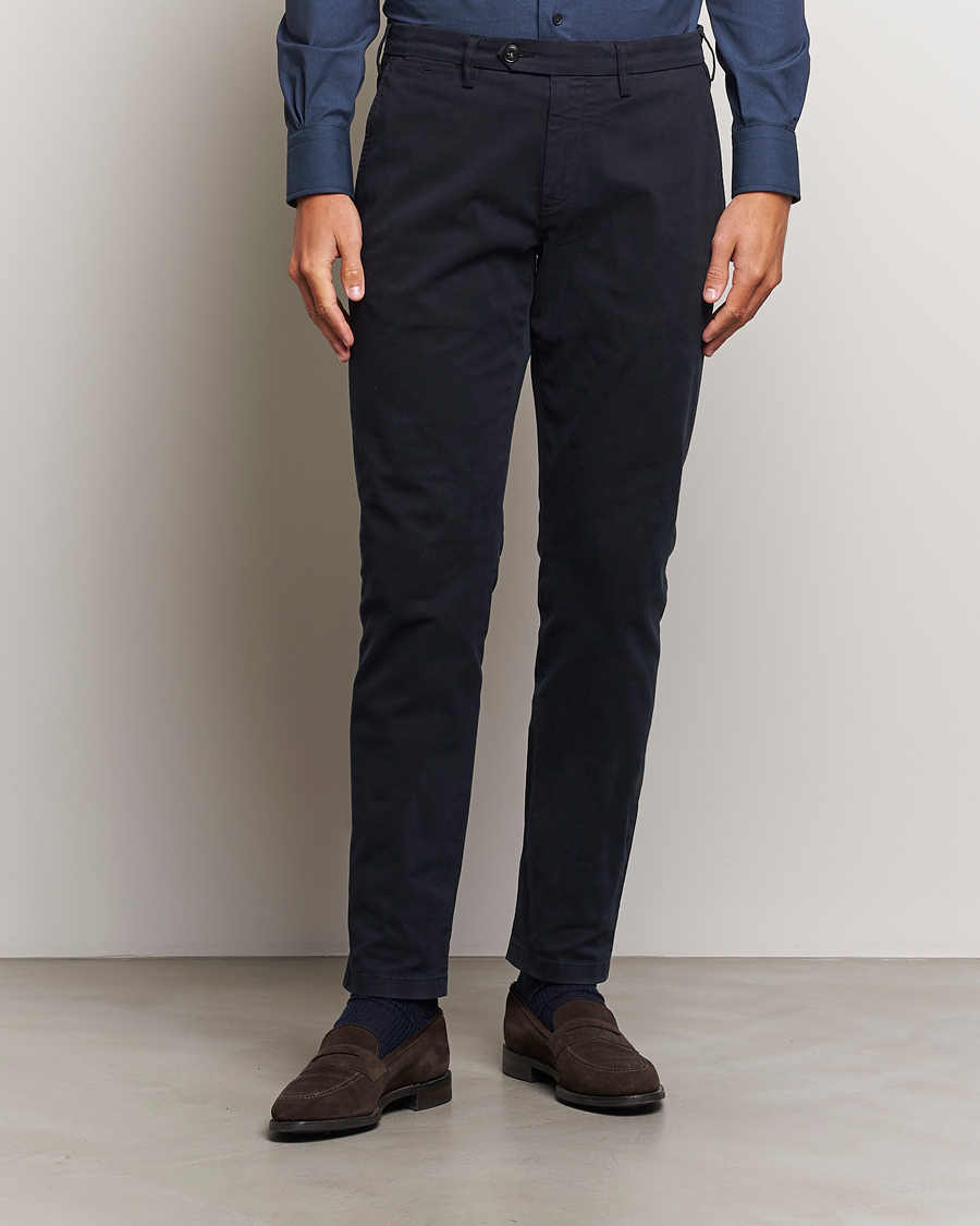 Uomini | Pantaloni | Canali | Cotton Stretch Trousers Navy