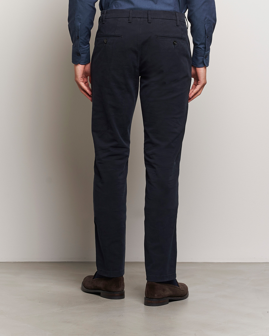 Uomini | Pantaloni | Canali | Cotton Stretch Trousers Navy
