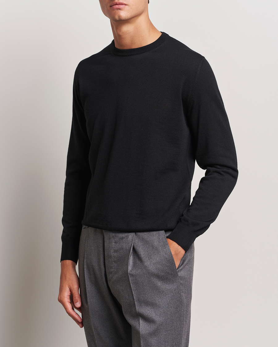 Uomini | Maglieria | Canali | Merino Wool Crew Neck Black