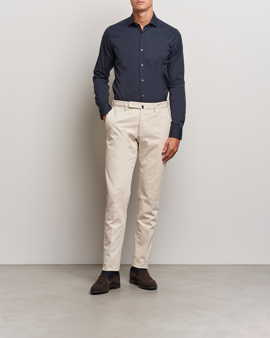 Uomini | Abito scuro | Canali | Slim Fit Cotton/Stretch Shirt Navy