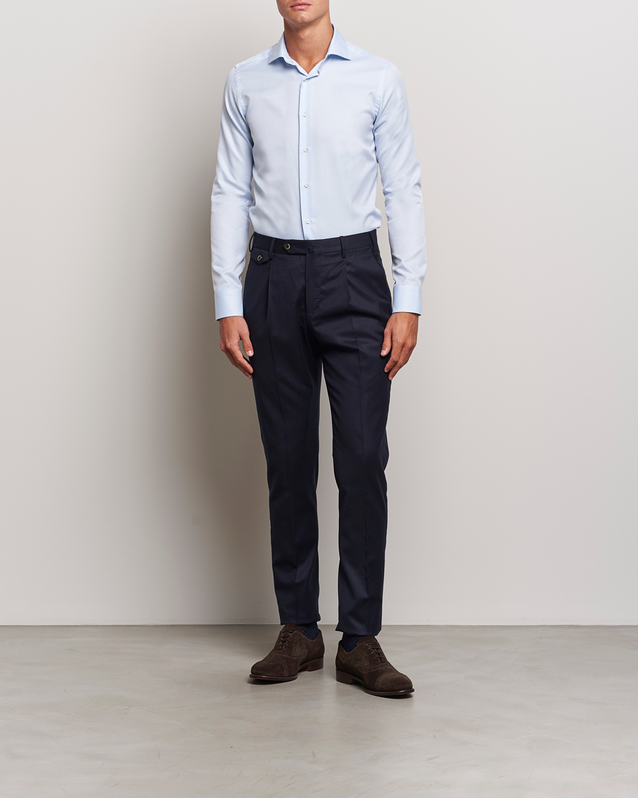 Uomini |  | Canali | Slim Fit Cotton Shirt Light Blue