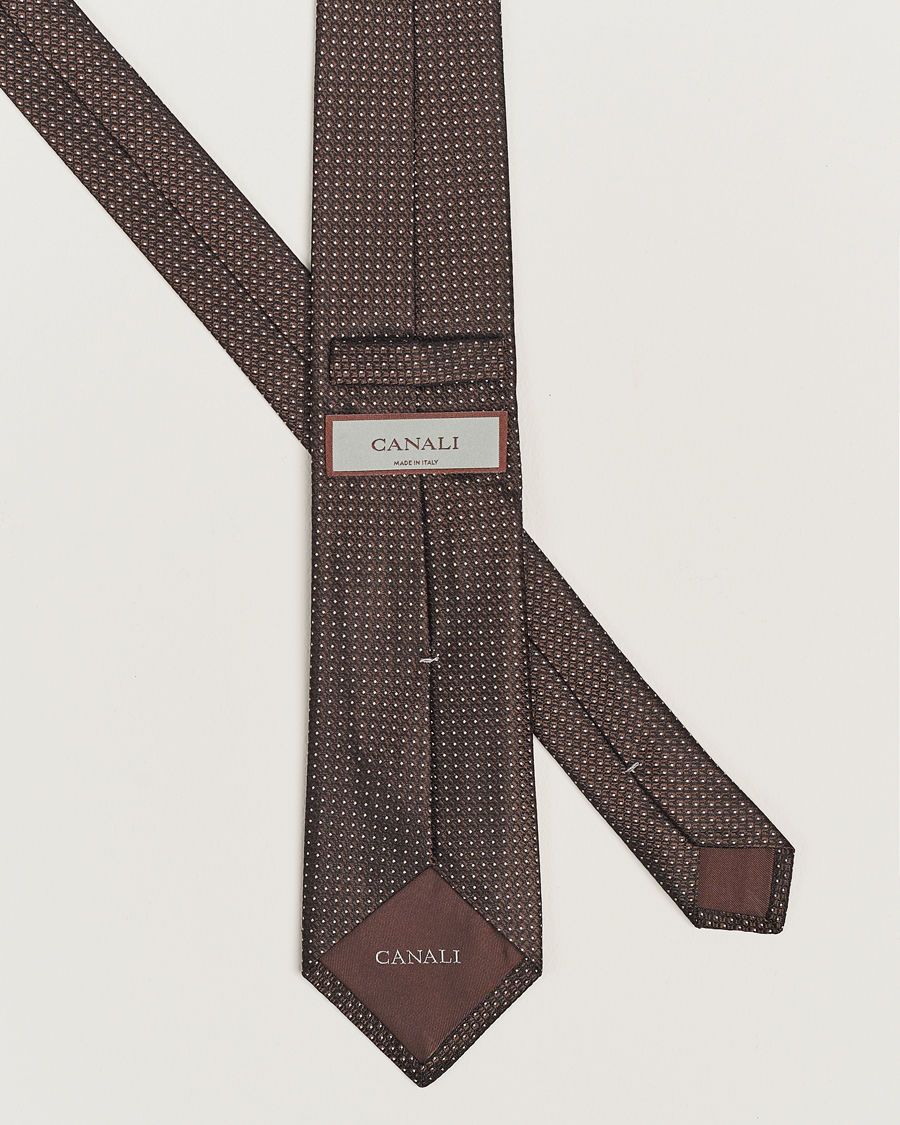 Uomini | Canali | Canali | Micro Dot Silk Tie Brown