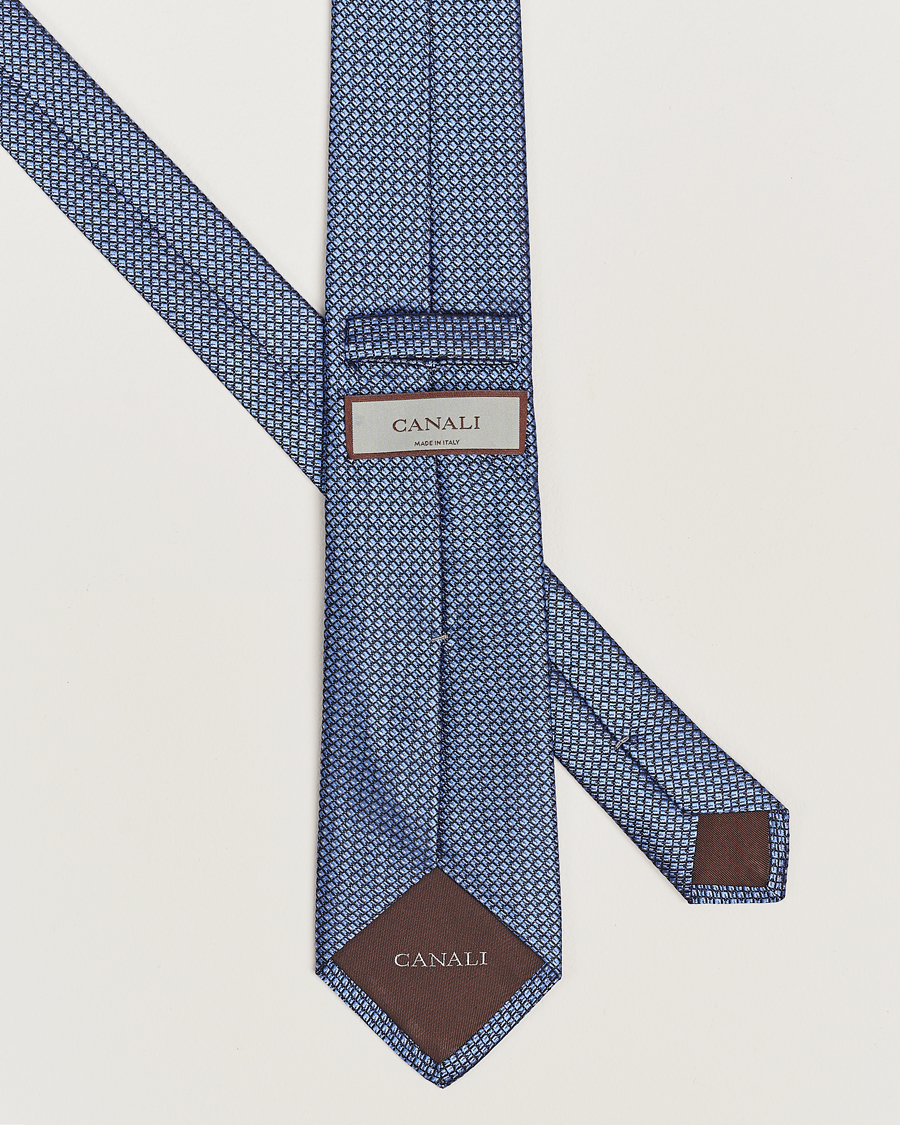 Uomini |  | Canali | Micro Dot Silk Tie Light Blue