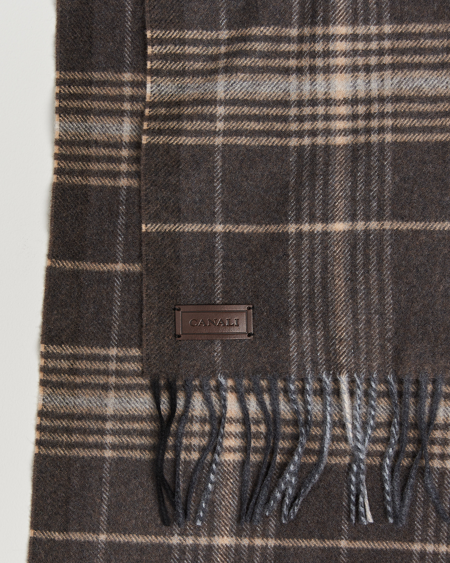 Uomini |  | Canali | Check Wool Scarf Brown/Beige