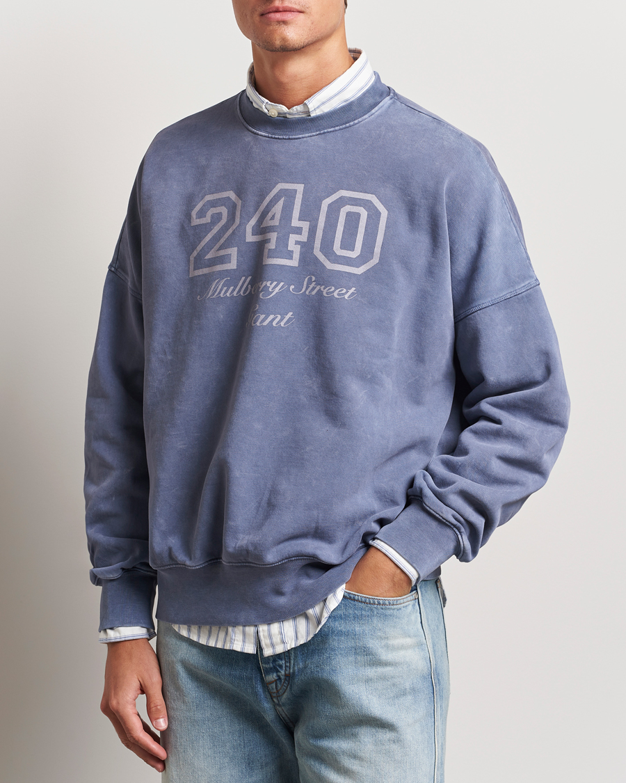 Uomini | Abbigliamento | GANT 240 Mulberry Street | Vintage Washed Crew Neck Sweatshirt Dusty Blue Sea