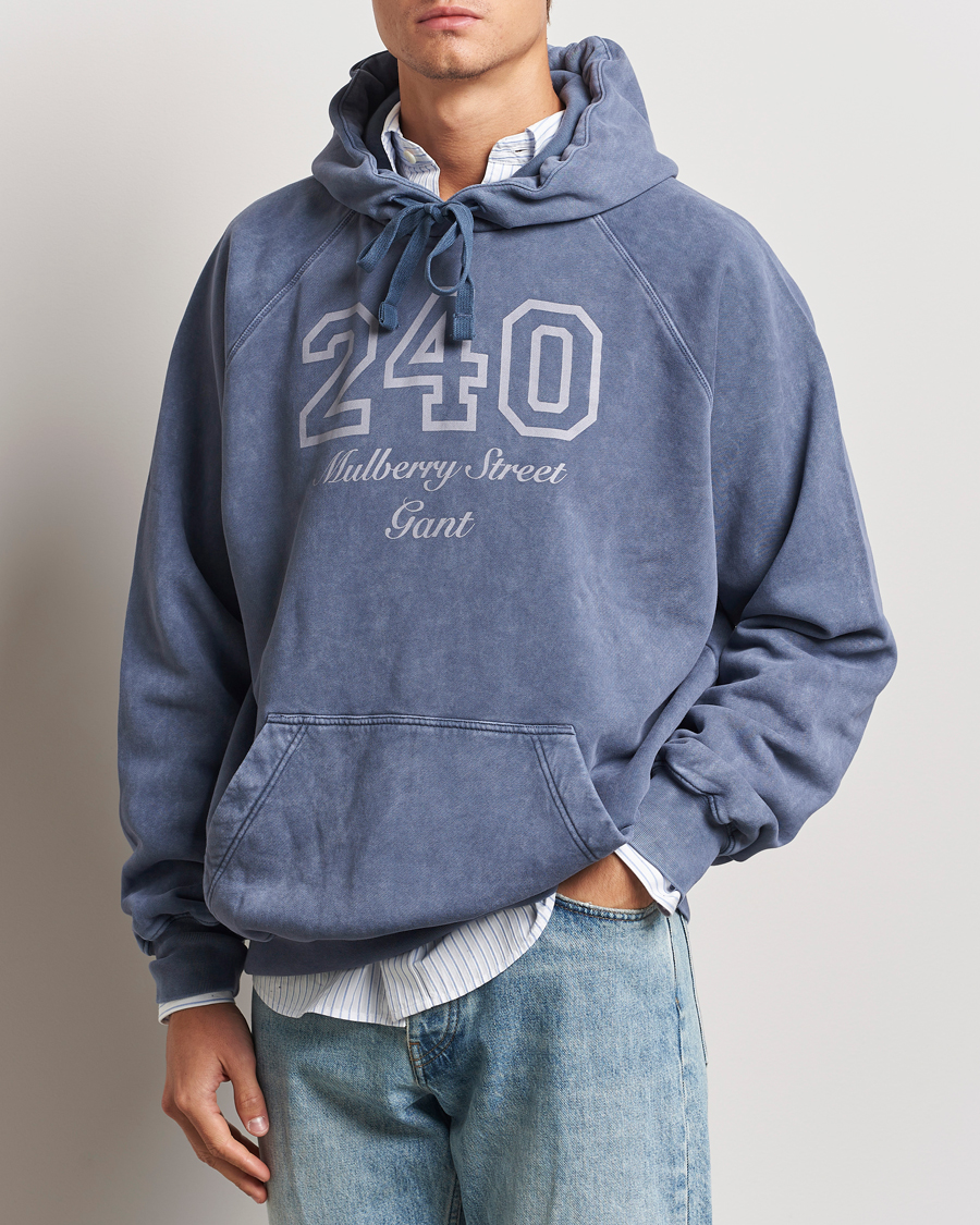 Uomini |  | GANT 240 Mulberry Street | Vintage Washed Hoodie Dusty Blue Sea