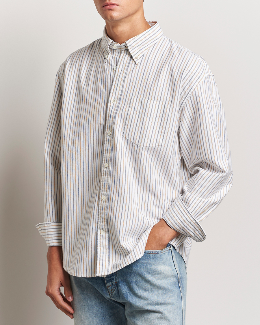 Uomini | GANT | GANT | Rel Herigate Oxford Stripe Shirt Eggshell