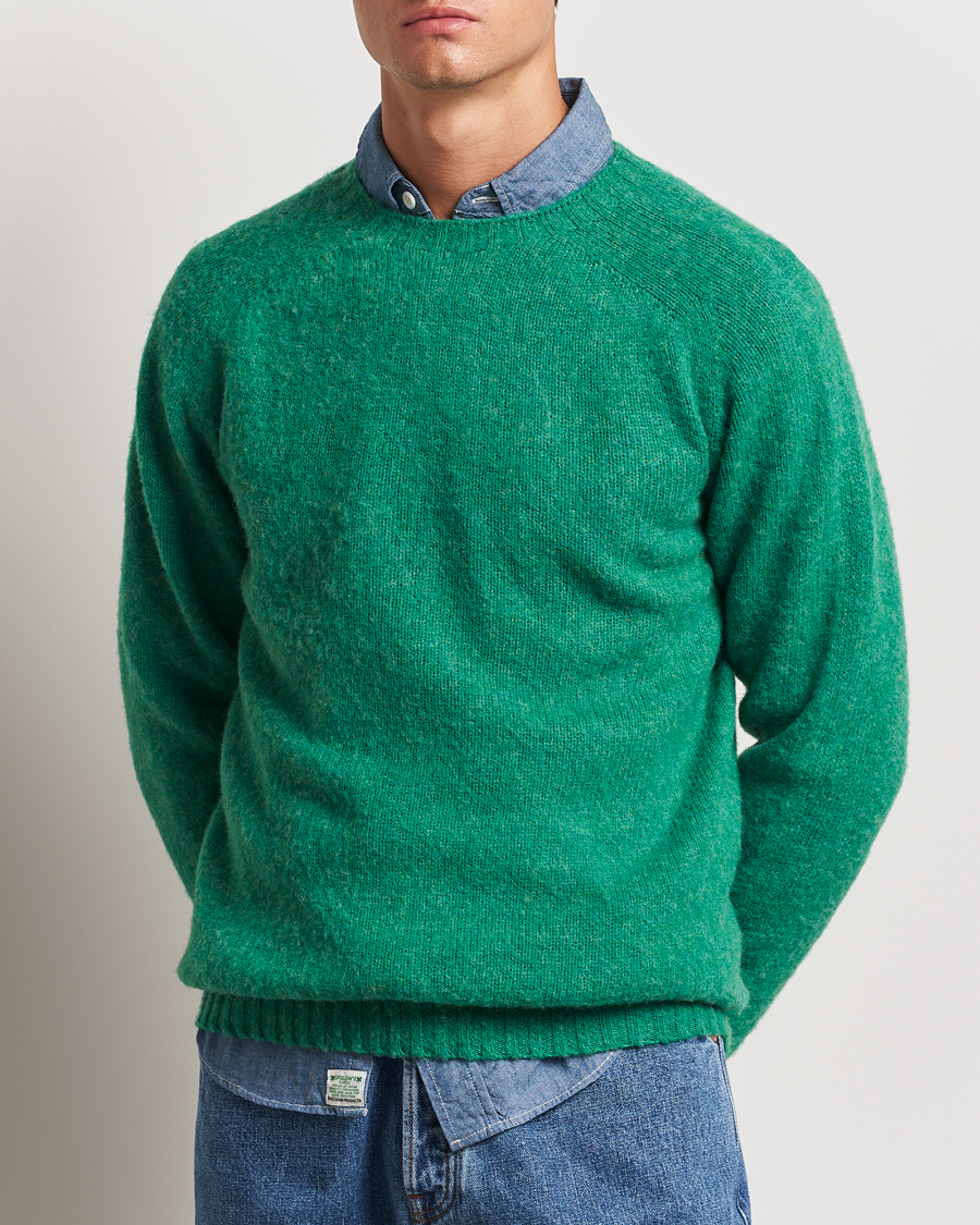 Uomini | Maglieria | Harley Of Scotland | Brushed Supersoft Lambswool Crewneck Pixie