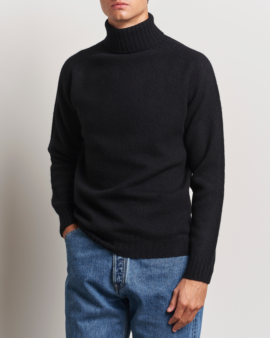 Uomini | Harley Of Scotland | Harley Of Scotland | Supersoft Lambswool Rollneck Black