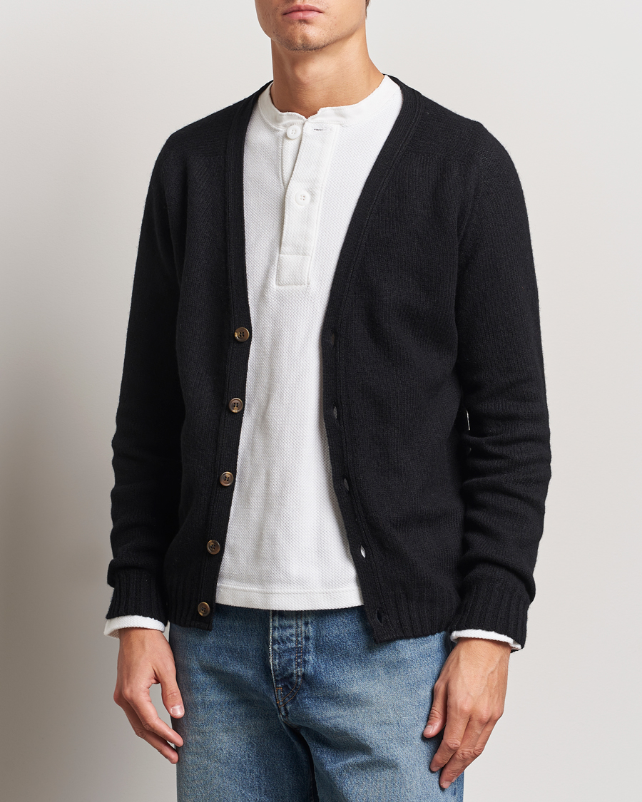 Uomini |  | Harley Of Scotland | Supersoft Lambswool Cardigan Black