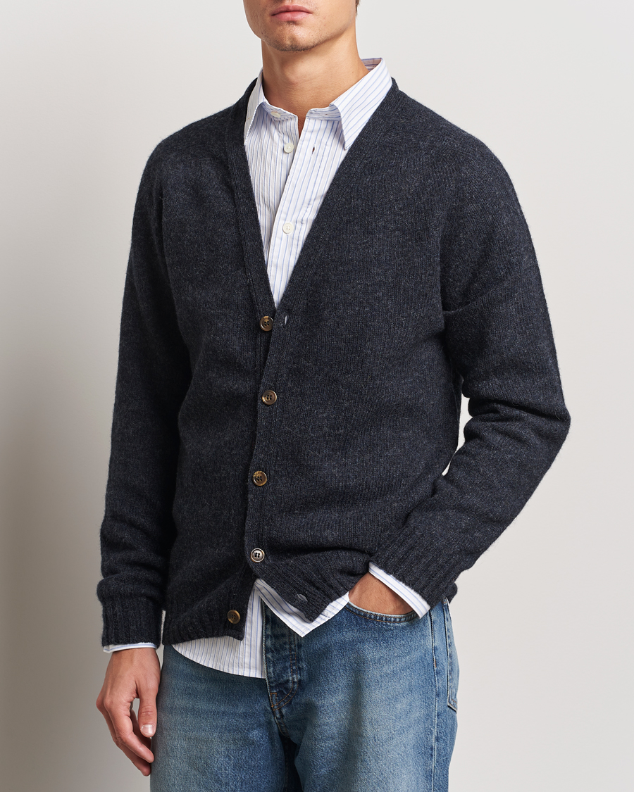 Uomini |  | Harley Of Scotland | Supersoft Lambswool Cardigan Charcoal