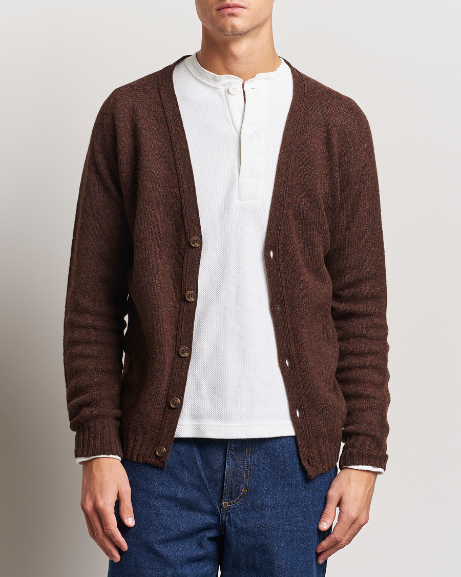 Uomini |  | Harley Of Scotland | Supersoft Lambswool Cardigan Coffee