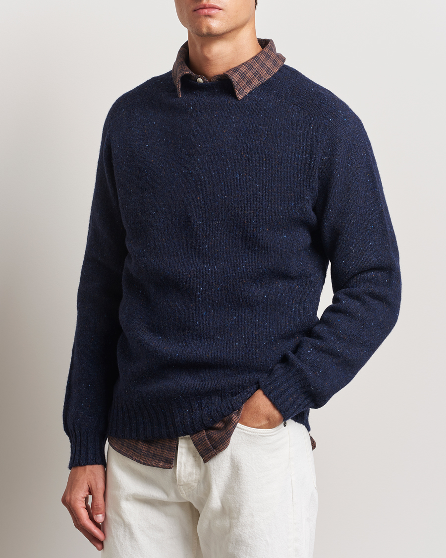 Uomini | Maglieria | Harley Of Scotland | Donegal Wool Crewneck Jura Blue