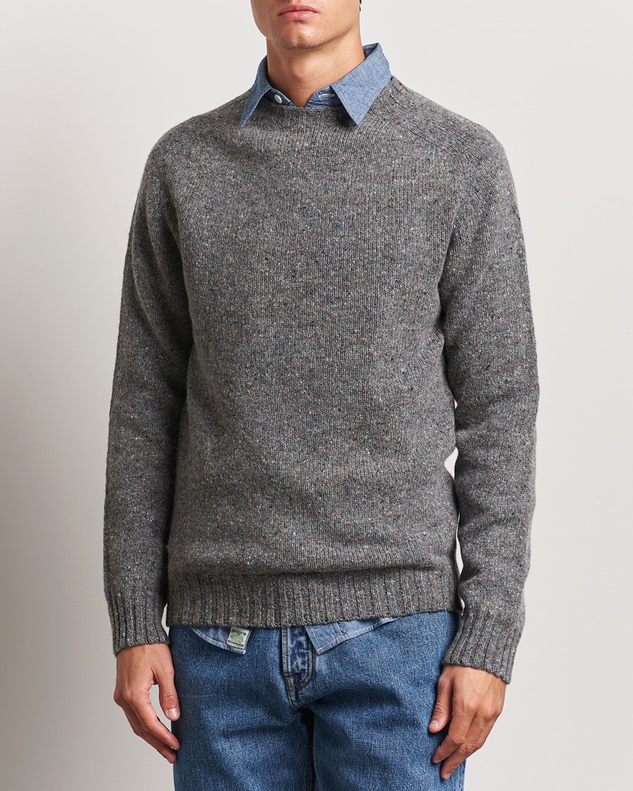 Uomini | Maglieria | Harley Of Scotland | Donegal Wool Crewneck Grey