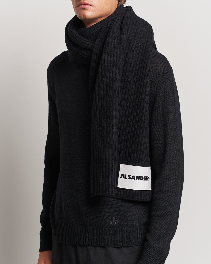 Uomini | Sciarpe | Jil Sander | Merino Wool Rib Scarf Black