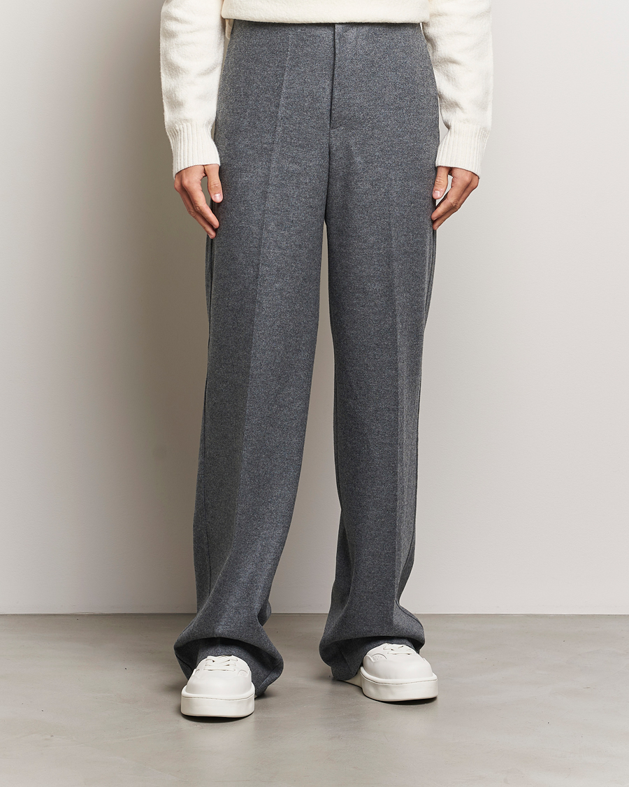 Uomini | Pantaloni | Jil Sander | Wool Flannel Pants Grey Melange