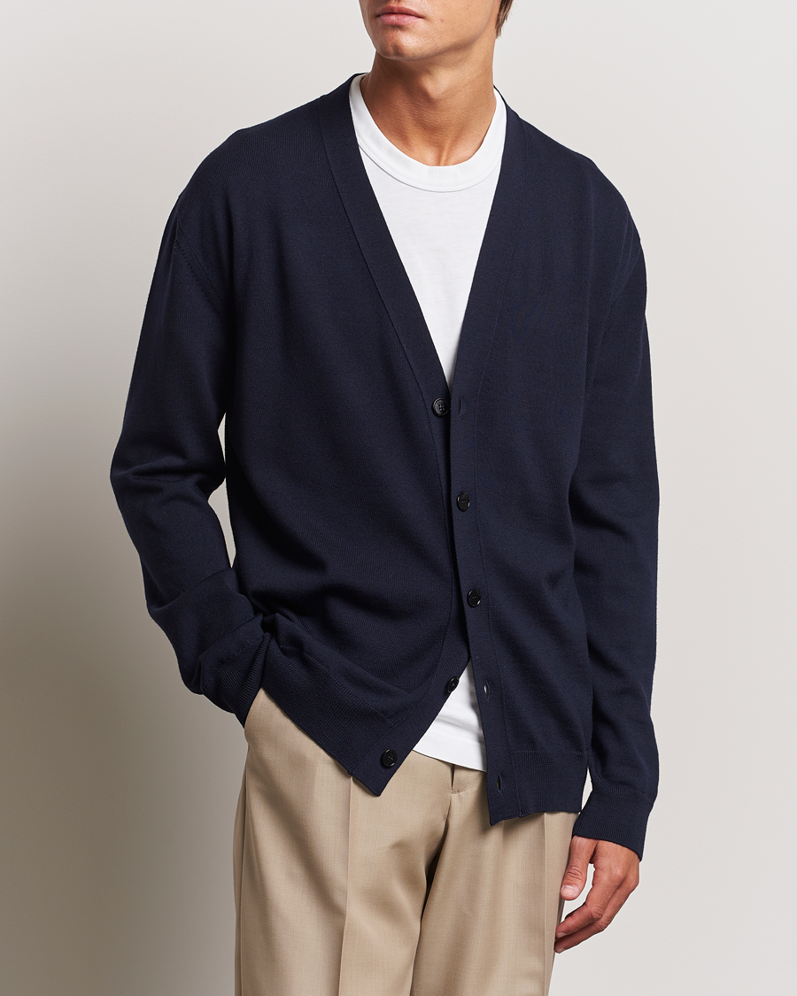 Uomini | Cardigan | Jil Sander | Superfine Merino Cardigan Navy