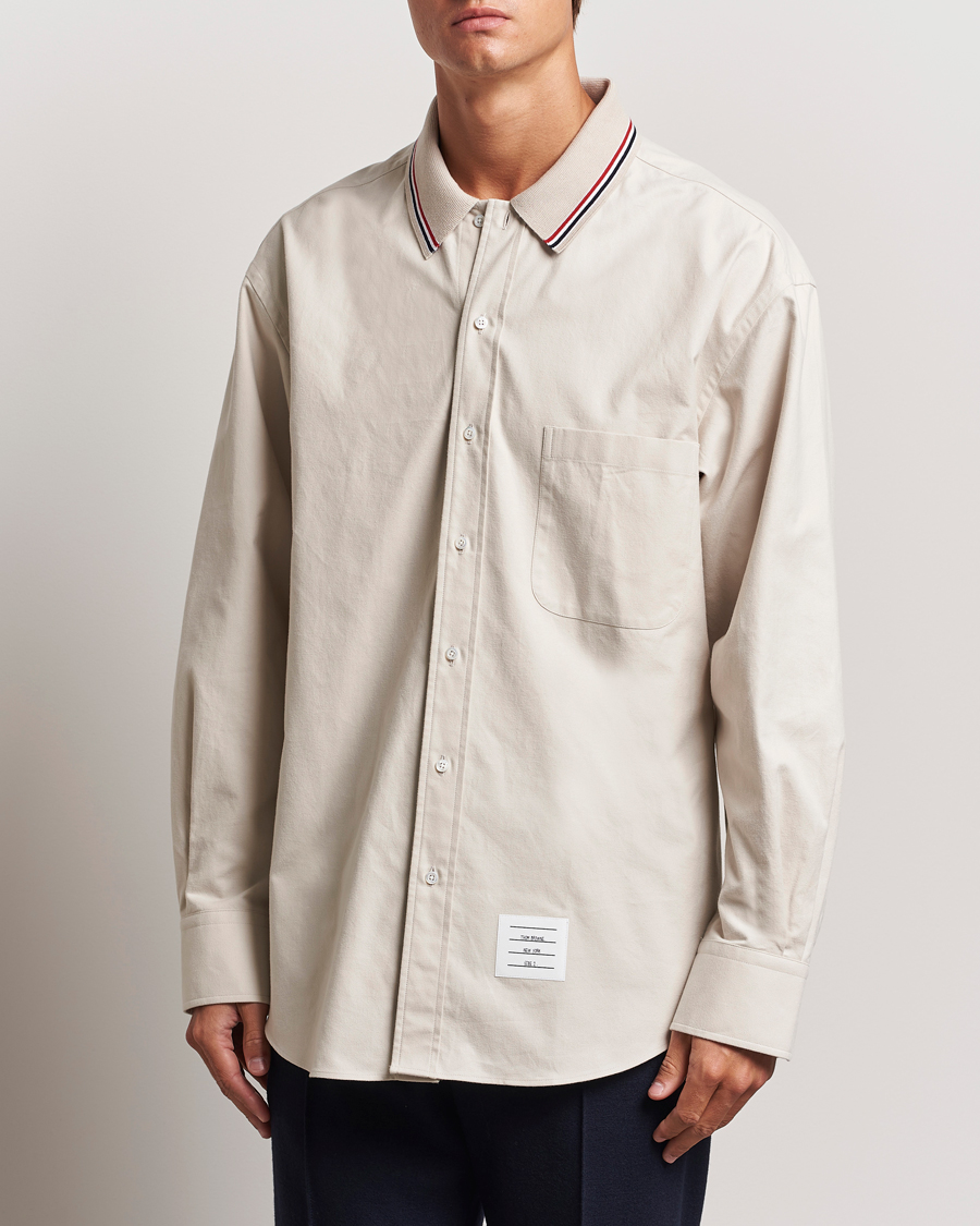 Uomini | Casual | Thom Browne | Knit Collar Flannel Overshirt Off White