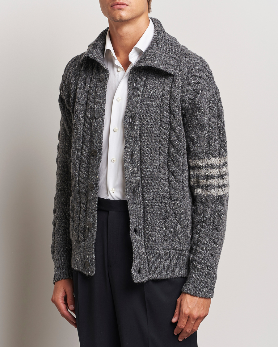 Uomini | Thom Browne | Thom Browne | Donegal Cable Cardigan Medium Grey