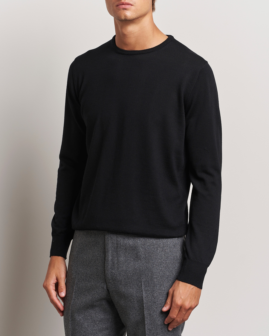 Uomini | Maglie a girocollo | Morgano | Extra Fine Merino Wool Crewneck Black