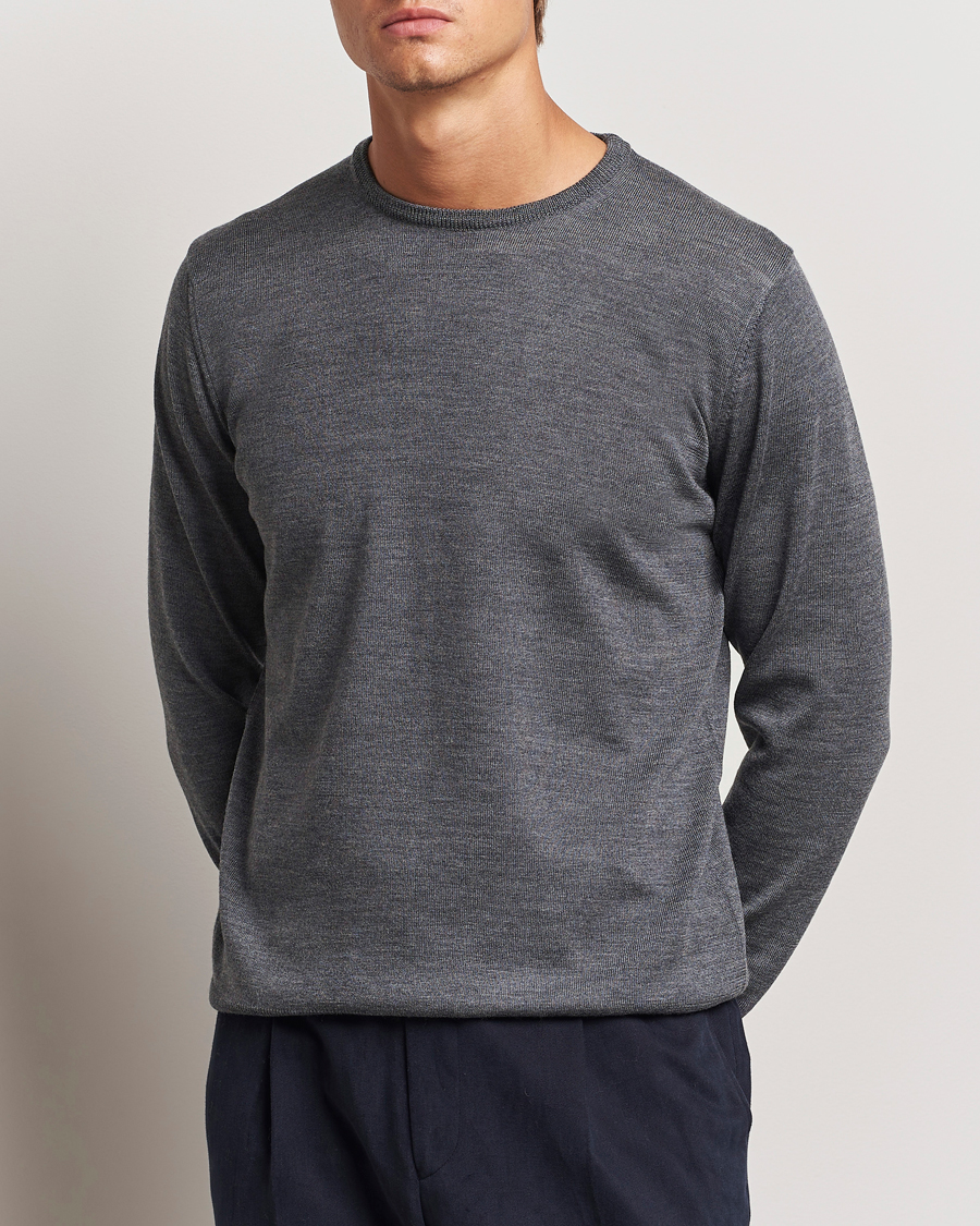 Uomini | Abbigliamento | Morgano | Extra Fine Merino Wool Crewneck Mid Grey