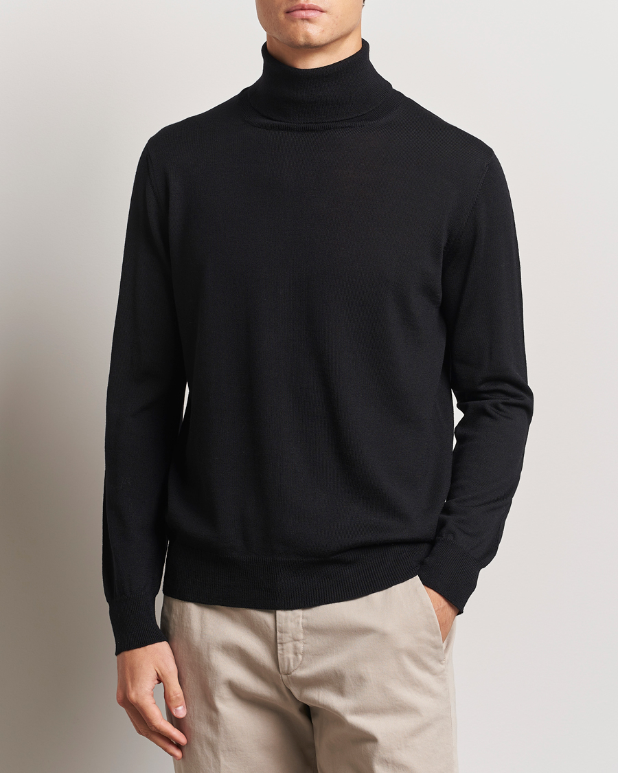 Uomini |  | Morgano | Extra Fine Merino Wool Rollneck Black