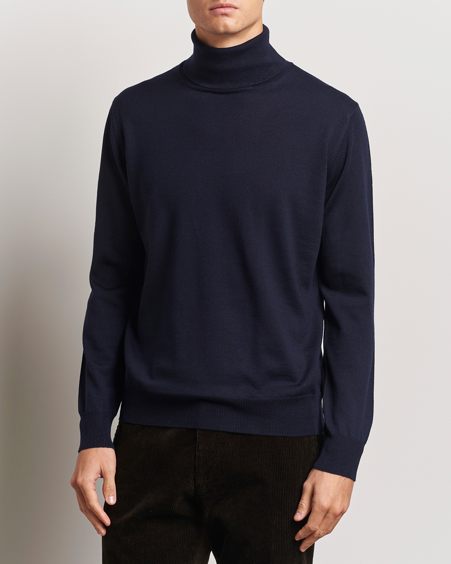 Uomini |  | Morgano | Extra Fine Merino Wool Rollneck Navy