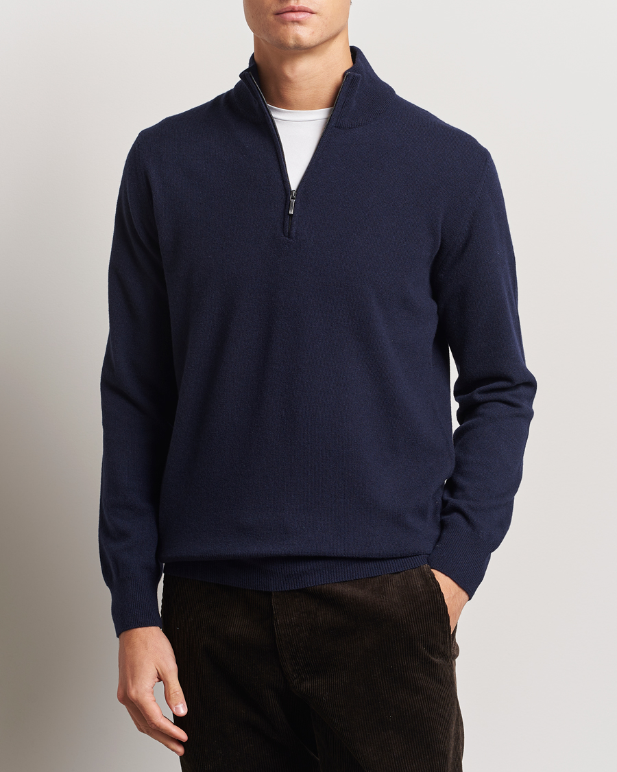 Uomini |  | Morgano | Wool/Cashmere Half-Zip Navy