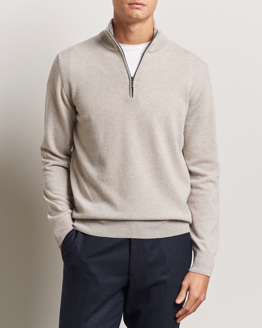 Uomini |  | Morgano | Wool/Cashmere Half-Zip Beige