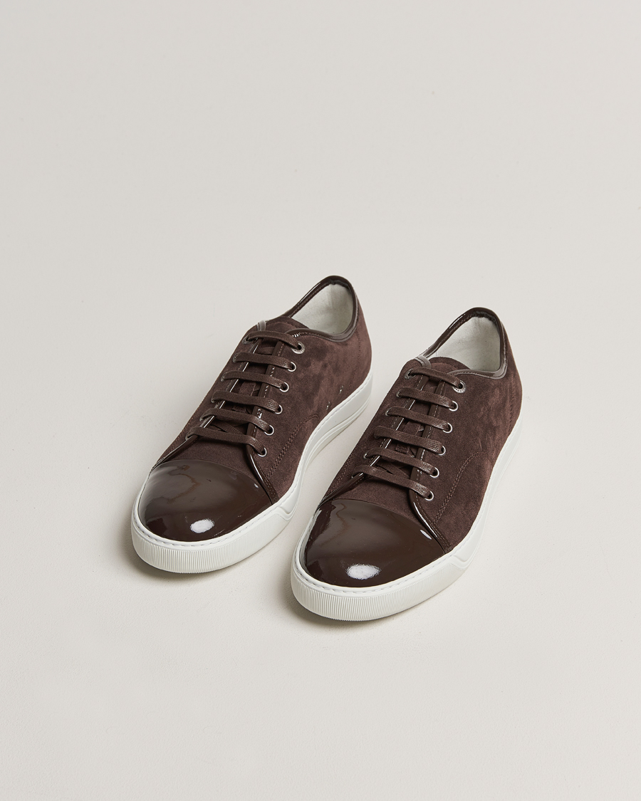 Uomini | Cura delle esclusive carl | Lanvin | Patent Cap Toe Sneaker Dark Brown