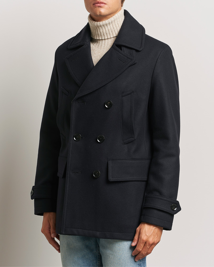 Uomini | Best of British | Belstaff | Milford Wool Peacoat Ink Blue