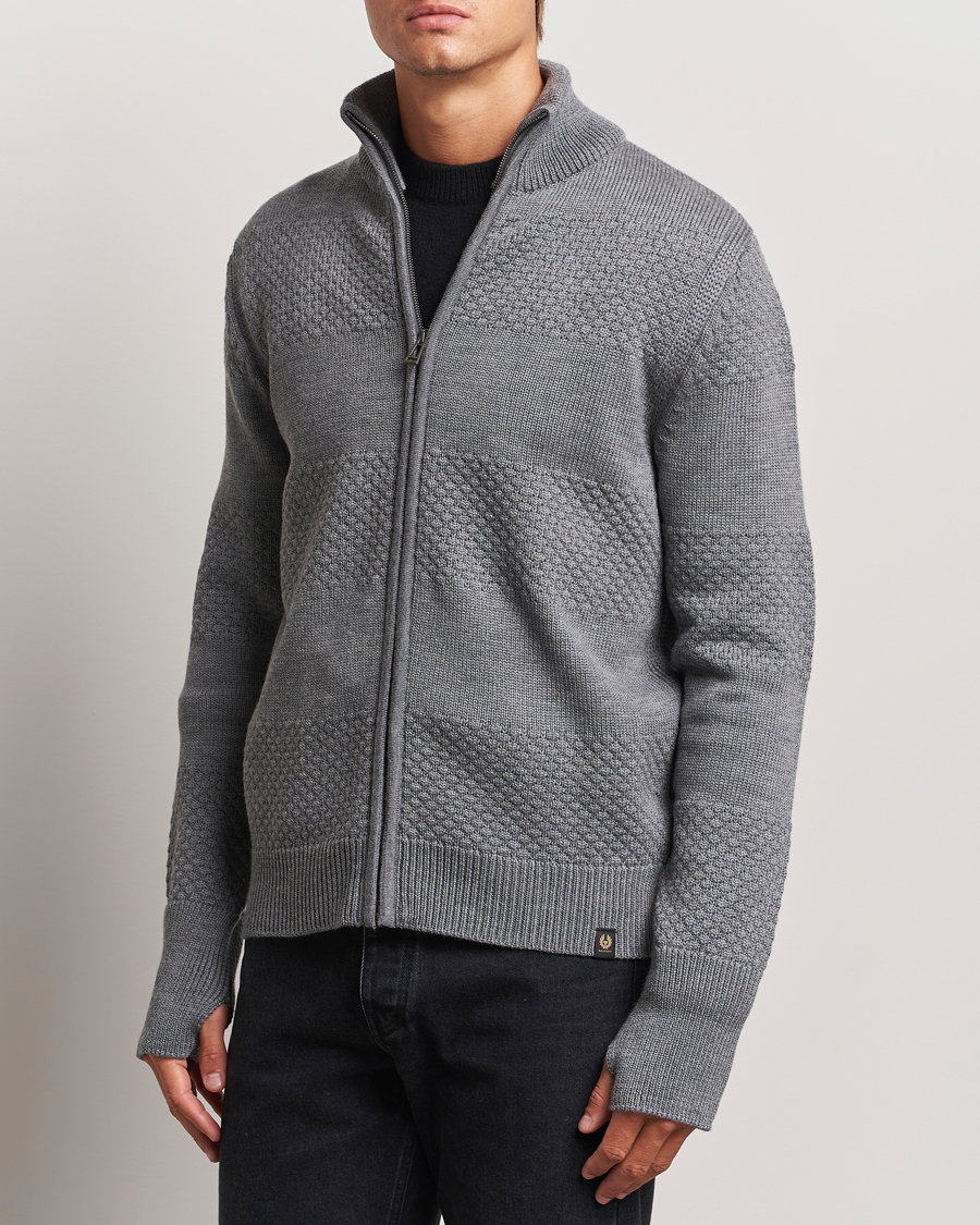 Uomini | Best of British | Belstaff | Sternway Knitted Zip Cardigan Grey Heather