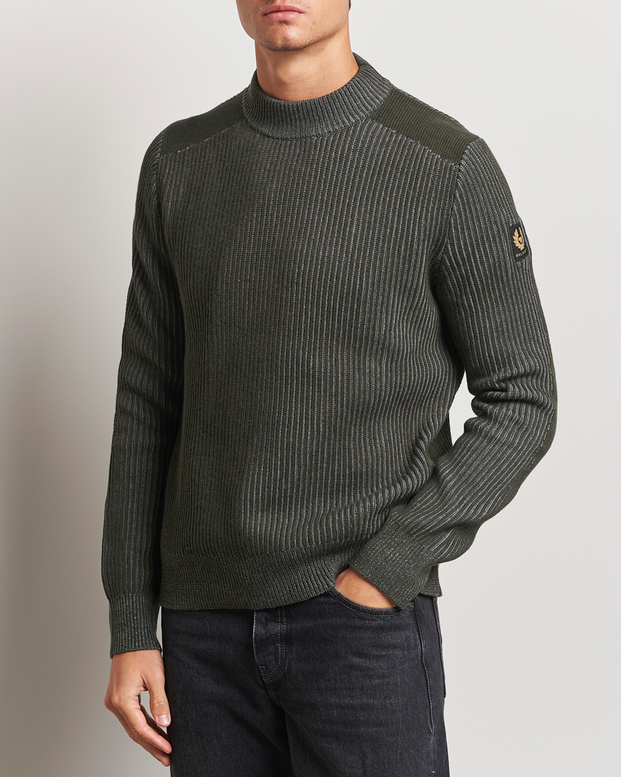 Uomini | Maglieria | Belstaff | Stanley Cotton/Wool Mock Neck Tile Green