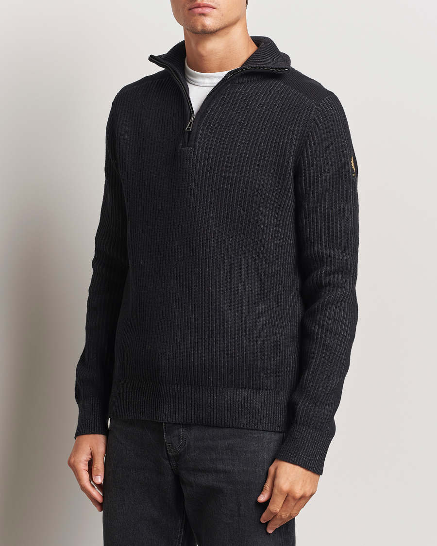 Uomini |  | Belstaff | Stanley Cotton/Wool Quarter Zip Black