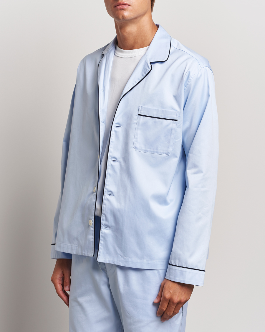 Uomini | New Nordics | Tekla | Sateen Pyjama Shirt Bellhop Blue