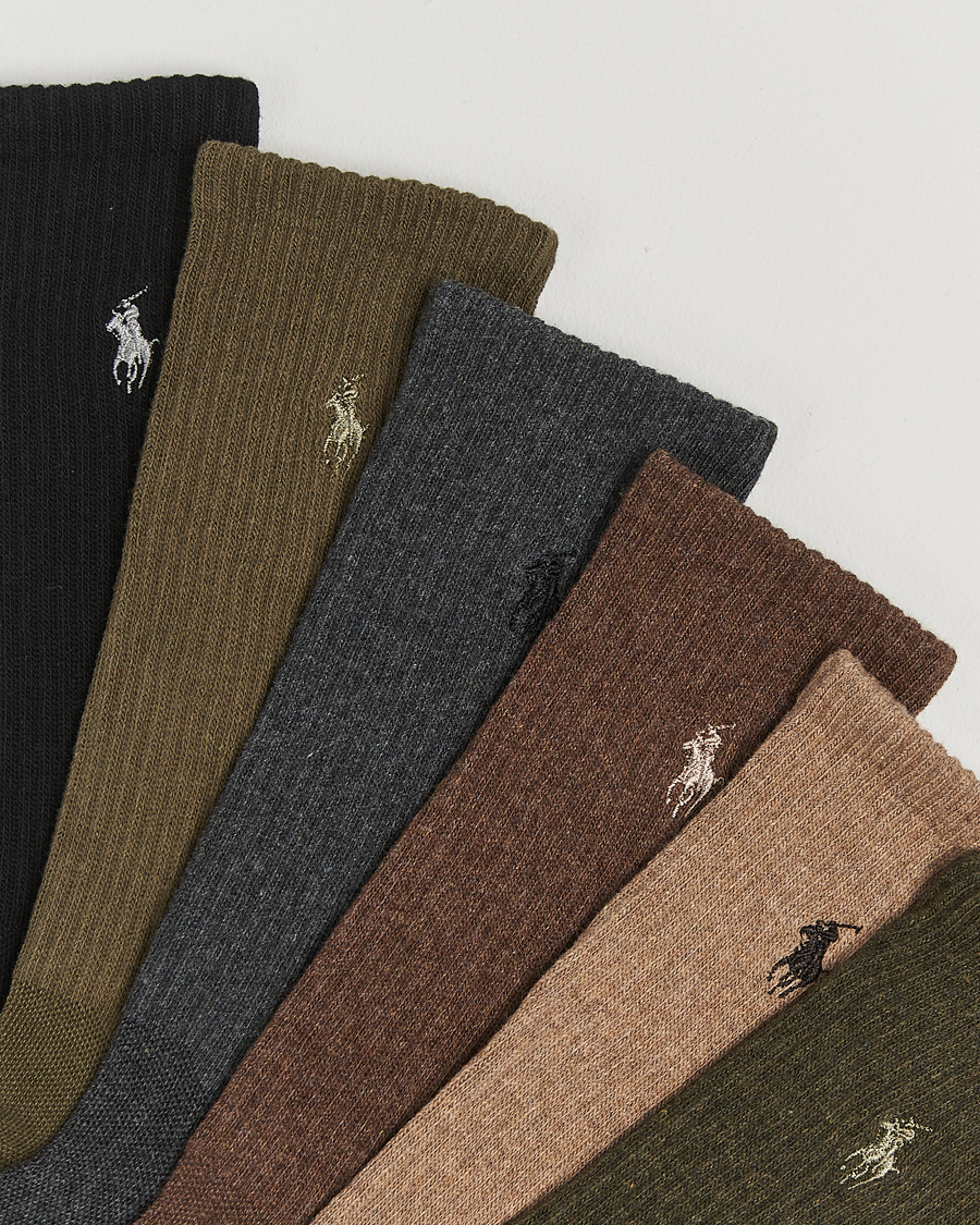 Uomini |  | Polo Ralph Lauren | 6-Pack Cotton Rib Sock Brown Assorted