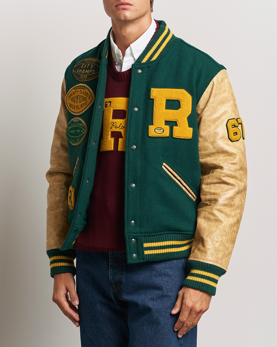 Uomini | Giacche bomber | Polo Ralph Lauren | Varsity Leather Bomber Moss Agate