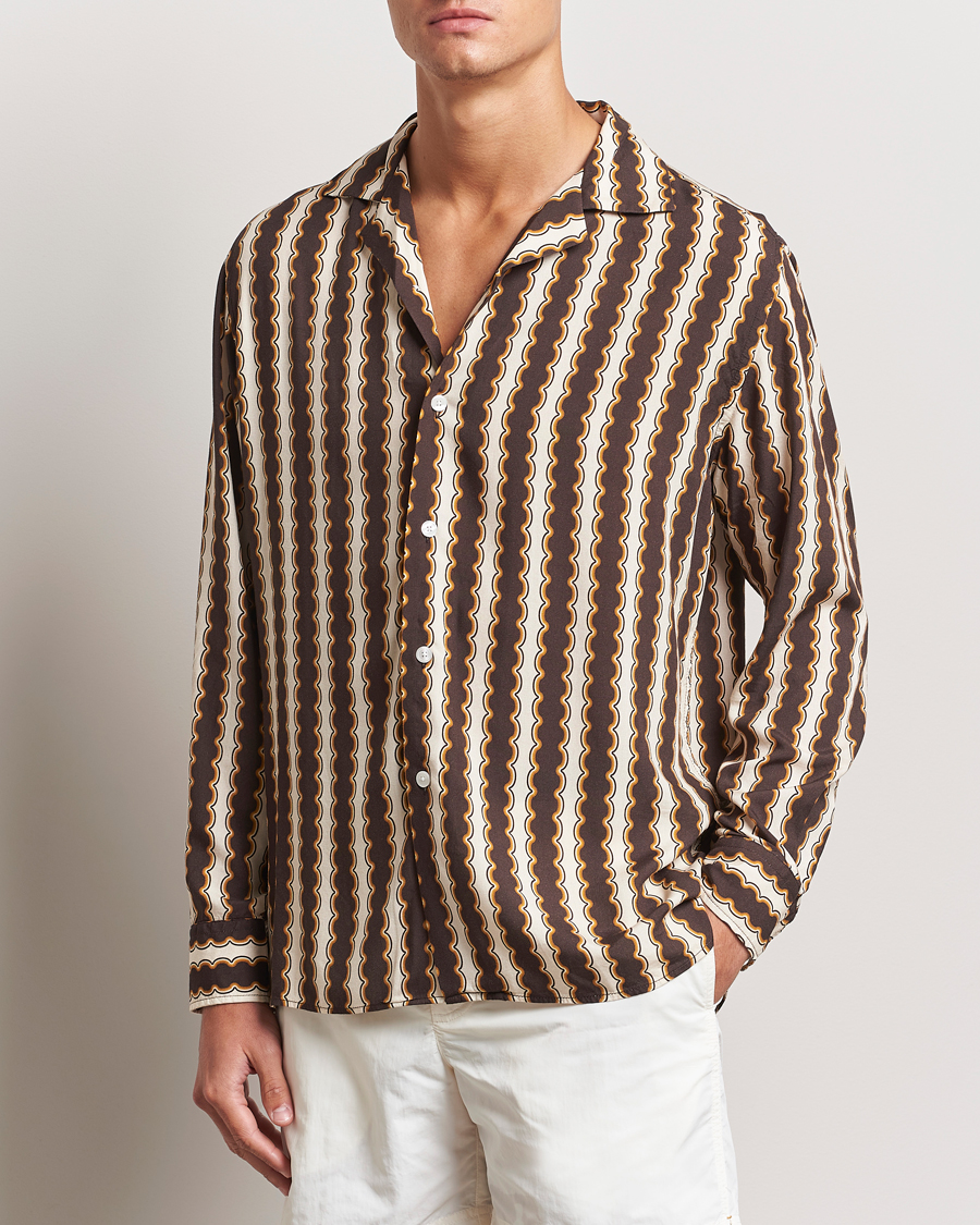 Uomini | Camicie casual | OAS | Rapallo Long Sleeve Viscose Shirt Brown/Beige