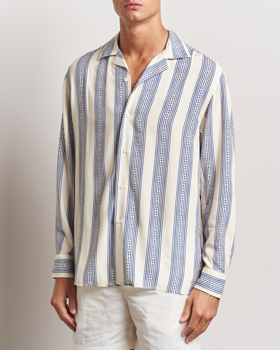 Uomini | Camicie casual | OAS | Havana Long Sleeve Viscose Shirt Blue/White